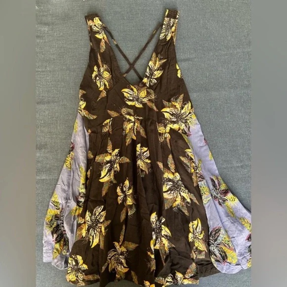 Backless Floral Dress Black & Blue